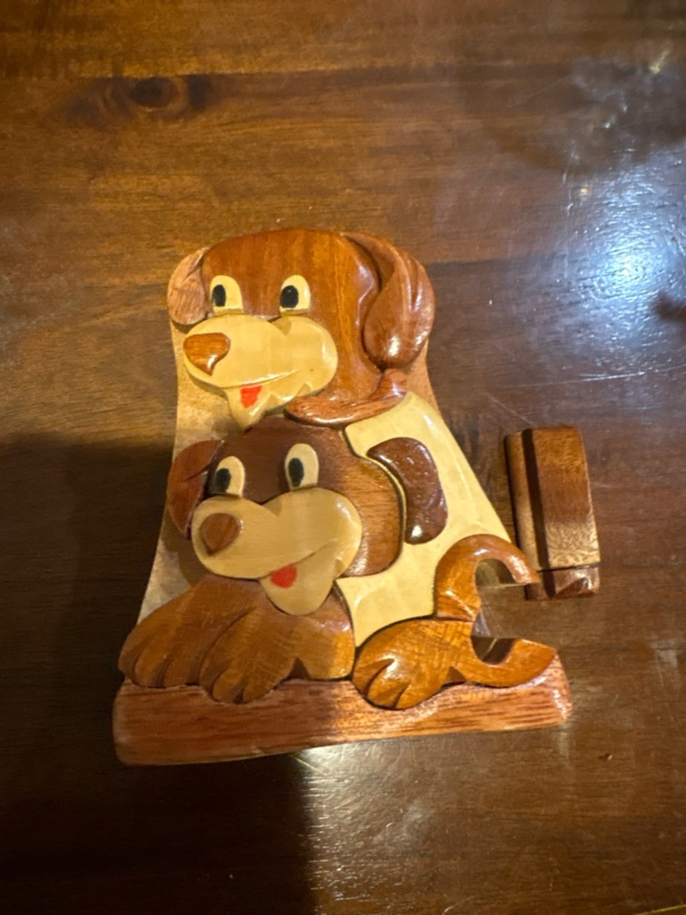 Handcrafted Wooden Dog Puzzle Wall Art - Brown